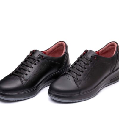 کفش ونس فست‌لاین بندی مردانه چرم طبیعی اسپرت – مشکی-فروشگاه تبریزپا