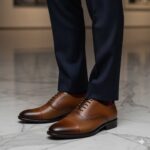 کفش مجلسی چرم طبیعی دیاموند بندی- رنگ عسلی- فروشگاه تبریزپا