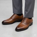 کفش مجلسی چرم طبیعی دیاموند بندی- رنگ عسلی- فروشگاه تبریزپا