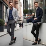 کفش کریستال بندی مردانه چرم طبیعی با طراحی شیک و سبک، مناسب استفاده روزمره و نیمه‌رسمی- رنگ مشکی- فروشگاه تبریزپا