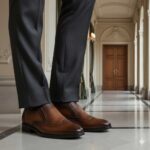 کفش چرم طبیعی هشترک دیاموند بی بند مردانه -رنگ عسلی-فروشگاه تبریزپا