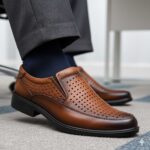 کفش چرمی تابستانی مردانه سانی-رنگ عسلی-فروشگاه تبریزپا