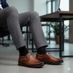 کفش آفلیکس بی بند چرم طبیعی - رنگ عسلی - فروشگاه تبریزپا