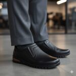 کفش آفلیکس بی بند چرم طبیعی - رنگ مشکی - فروشگاه تبریزپا