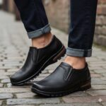 کفش آفلیکس بی بند چرم طبیعی - رنگ مشکی - فروشگاه تبریزپا