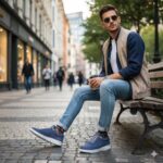 کفش انرژی نابوک بندی مردانه چرم طبیعی اسپرت – رنگ سرمه ای - فروشگاه تبریزپا