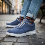 کفش انرژی نابوک بندی مردانه چرم طبیعی اسپرت – رنگ سرمه ای - فروشگاه تبریزپا