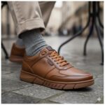 کفش اسپرت انرژی بندی مردانه چرم طبیعی - رنگ عسلی – فروشگاه تبریزپا