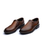 کفش مجلسی مردانه چرم نئو س بی بند-عسلی-تبریزپا