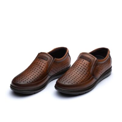 کفش مانا بدون بند مردانه تابستانی چرم طبیعی-محصول فروشگاه تبریزپا