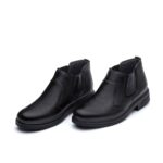 پوتین مردانه چرم طبیعی تبریز بدون بند-مشکی-نیویورک-د-نمای جلو-نیویورک-تبریزپا