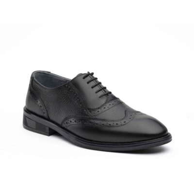 کفش مجلسی مردانه چرم طبیعی وگا هشترک بندی-رنگ مشکی-تبریزپا