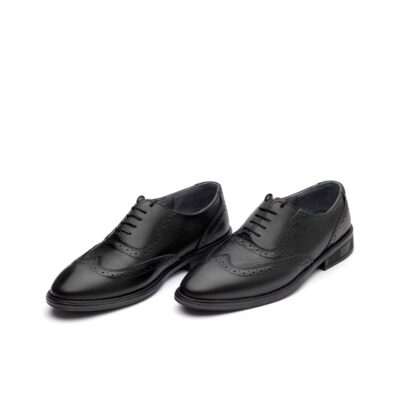 کفش مجلسی مردانه چرم طبیعی وگا هشترک بندی-رنگ مشکی-تبریزپا