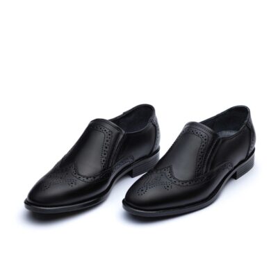 کفش چرم طبیعی هشترک دیاموند بی بند مردانه -رنگ مشکی-فروشگاه تبریزپا