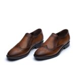 کفش چرم طبیعی هشترک دیاموند بی بند مردانه -رنگ عسلی-فروشگاه تبریزپا